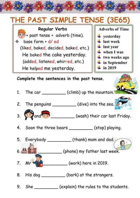 Past simple tense worksheets