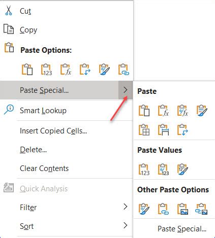 Google Sheets Paste Options