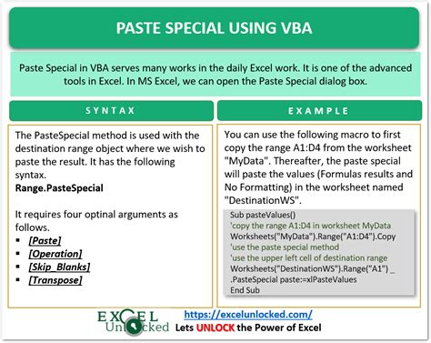 Paste Special option in Excel