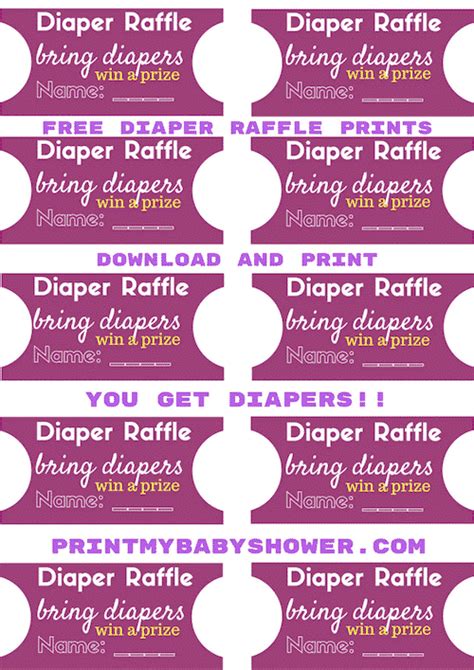 A pastel-colored diaper raffle ticket printable