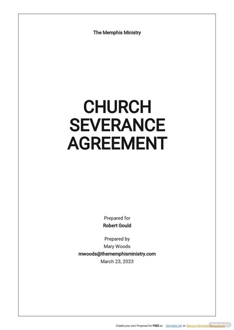 Pastor Severance Agreement Template For Churches