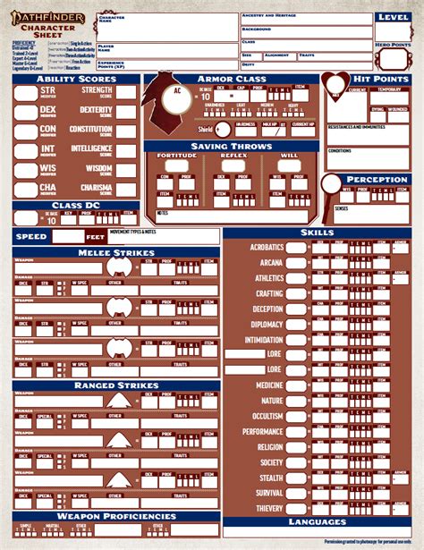 Another Example of a Pathfinder Character Sheet Template