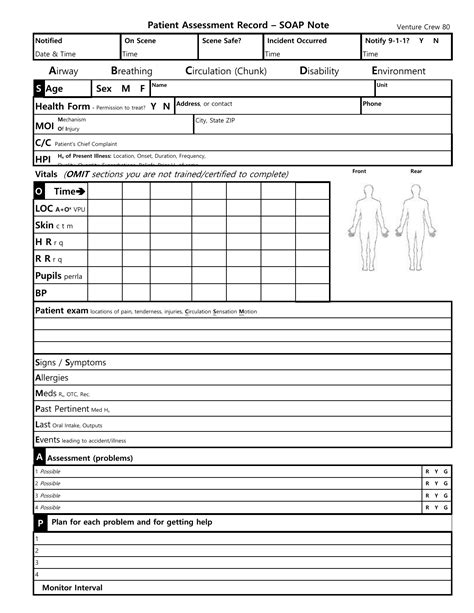 Patient Assessment Template