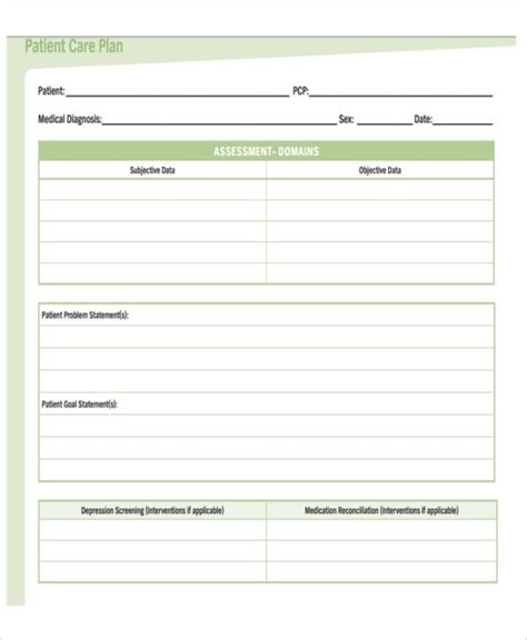 Patient Care Plan Template