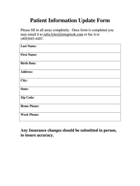 Patient Information Template Sample