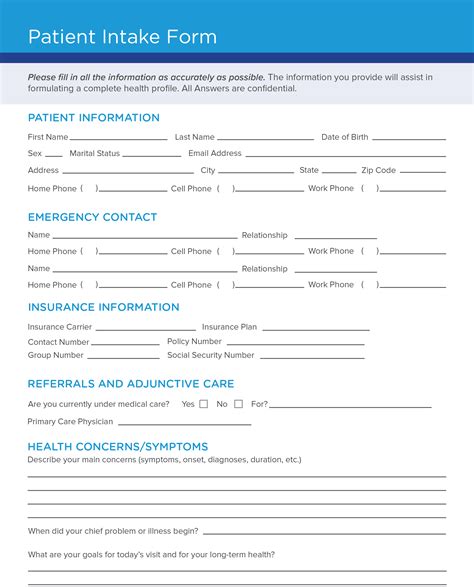 Patient Intake Form Template