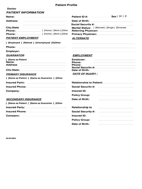 Patient Profile Template