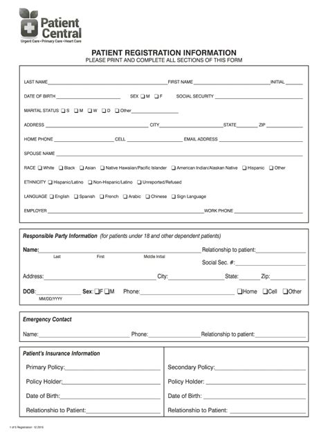 Patient Registration Form Template