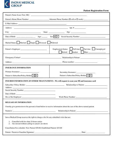 Patient Registration Form Template Example