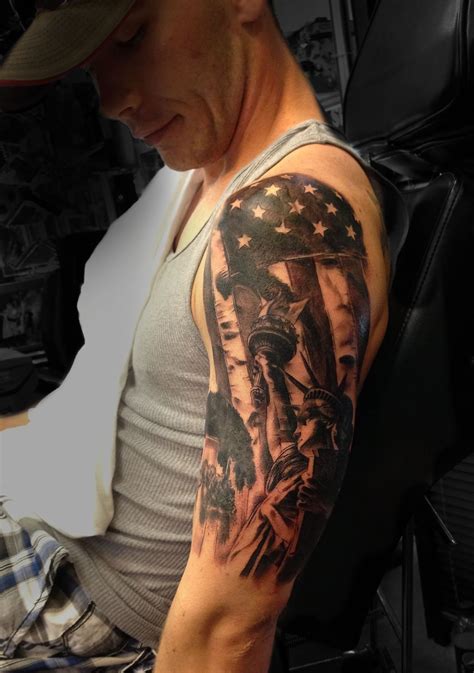 Patriotic sleeve tattoo design