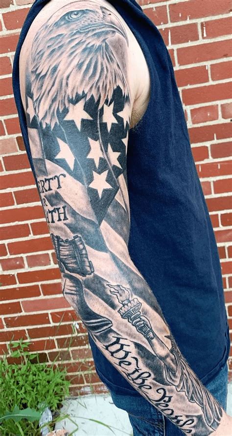 Patriotic sleeve tattoo maintenance