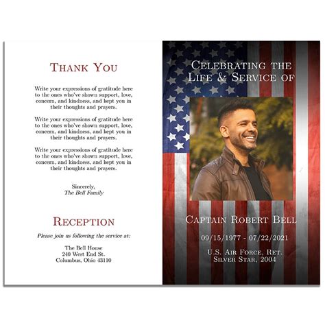 Example of a patriotic tribute funeral program template