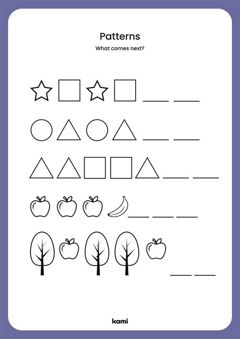 Pattern recognition worksheets for kindergarten