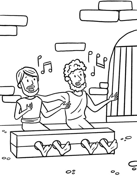 Coloring Page of Paul and Silas on Their Journey