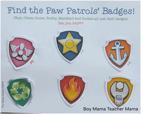 Paw Patrol badges activities