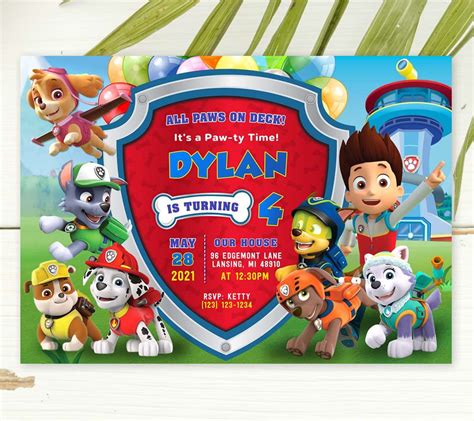 Paw Patrol Birthday Invitation Template 1