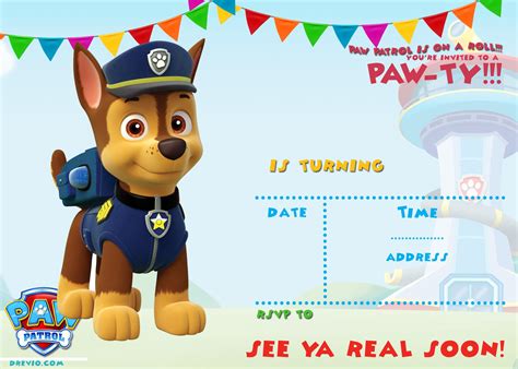 Paw Patrol Birthday Invitation Template 2