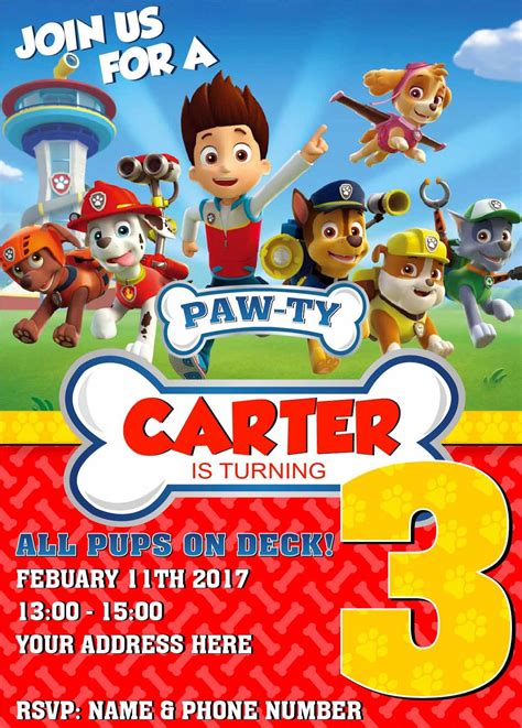 Paw Patrol Birthday Invitation Template 3