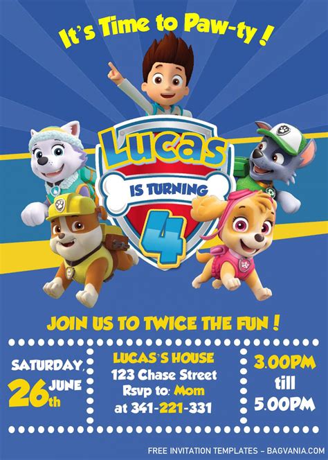 Paw Patrol Birthday Invitation Templates