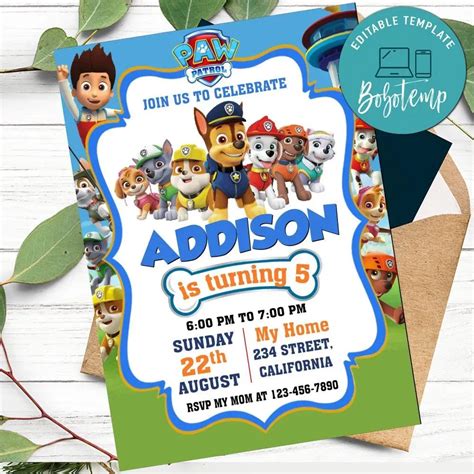 Paw Patrol Birthday Invitations 2