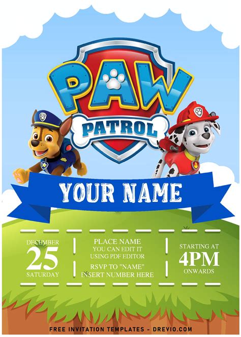 Paw Patrol Birthday Invitations Free Printable Templates