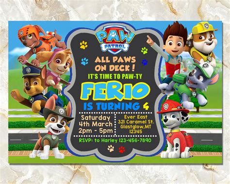 Paw Patrol Birthday Party Invitation