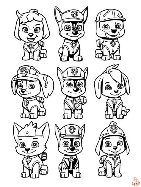 Paw Patrol coloring page ideas and variations