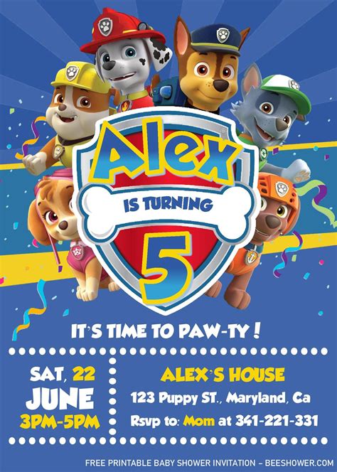 Paw Patrol Invitation Template 2