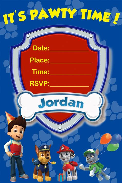 Paw Patrol Invitation with Ryder