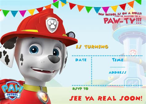 Paw Patrol Invitation with Marshall