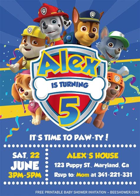 Paw Patrol Marshall Invitation