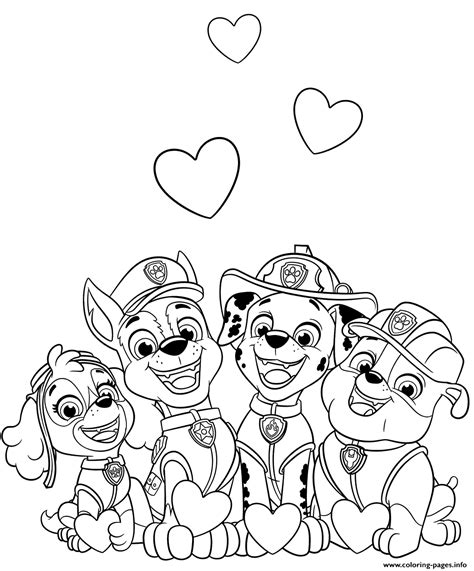 Chase Paw Patrol Valentines Coloring Page