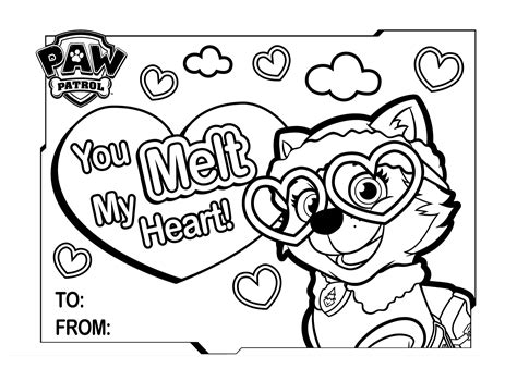 Paw Patrol Valentines Coloring Page Team