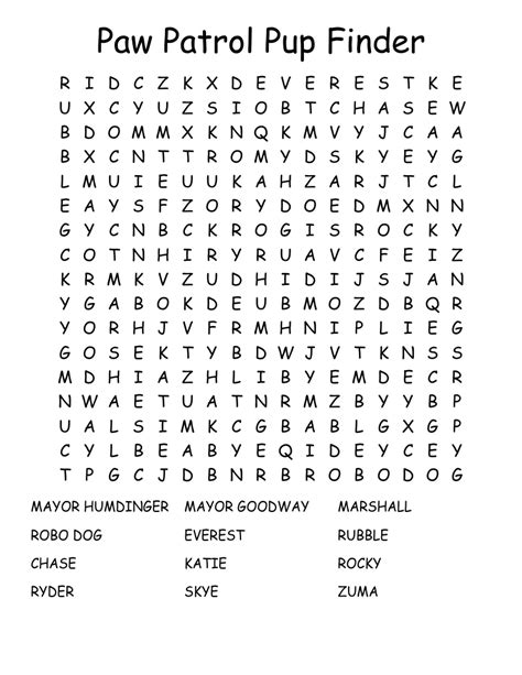 Paw Patrol word search