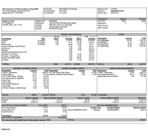 Pay Stub Notes and Comments