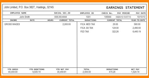 Pay Stub Template Example 5