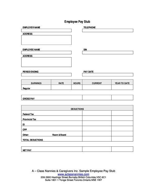 Pay stub template types