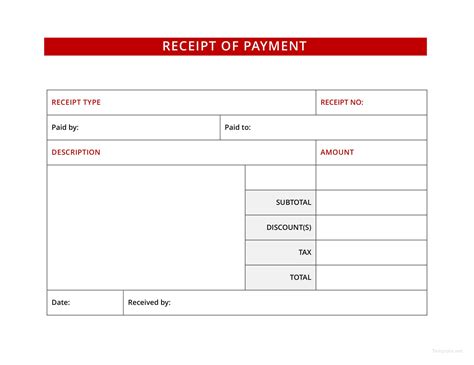 Payment Receipt Template Excel Download