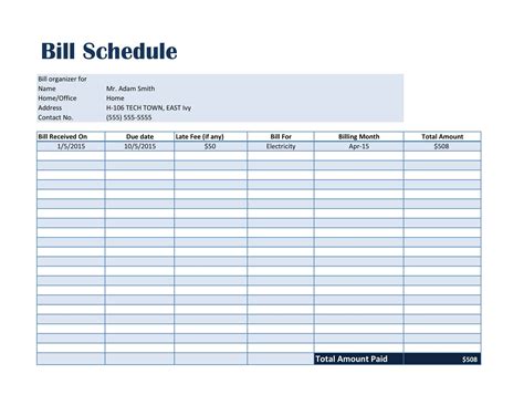 Payment Schedule Template