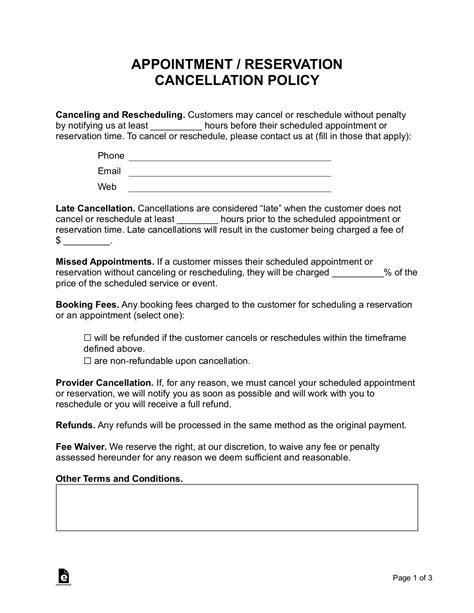 Payment terms and cancellation policy