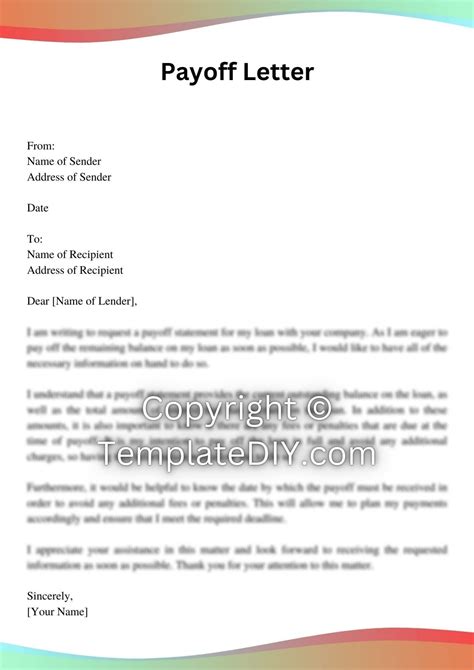 Payoff Letter Templates in Word