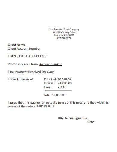 Payoff Statement Template