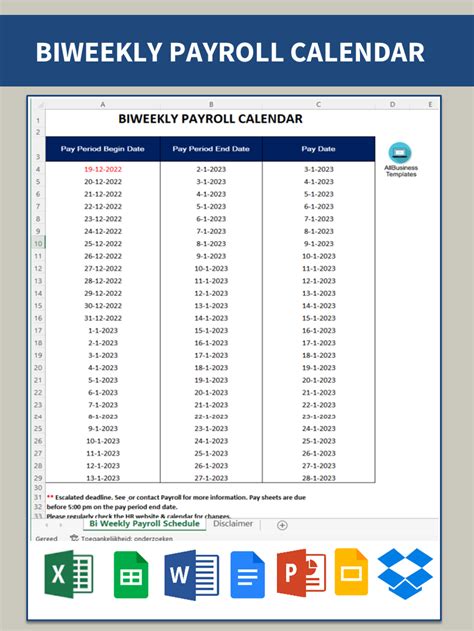 Payroll Calendar Template Example 10