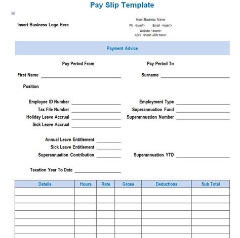 Payslip template format