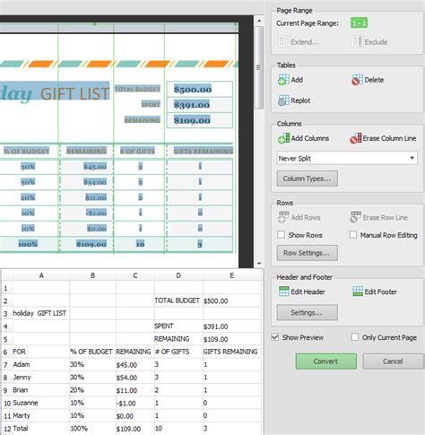 PDF Chart to Excel