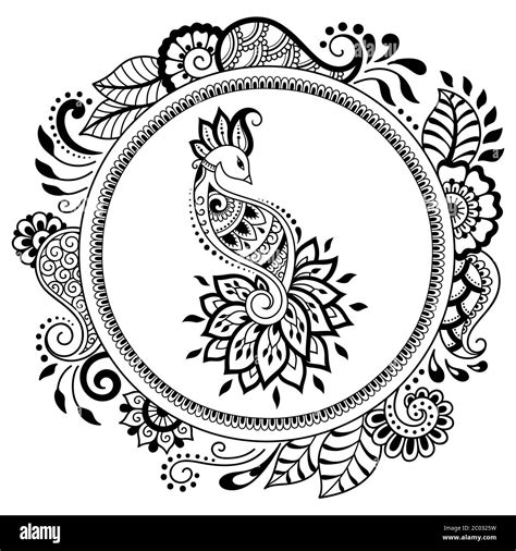 Peacock Henna Template