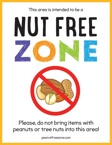 Peanut Free Zone Printable Sign