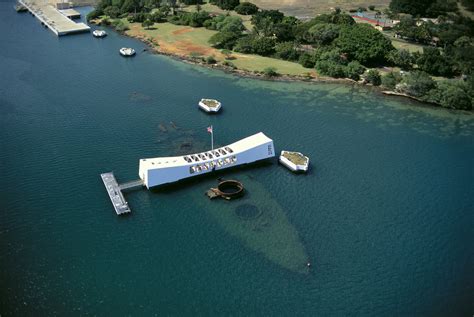 The USS Arizona Memorial, built over the sunken battleship