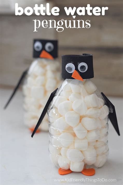 Penguin Water Bottle Craft Template Materials