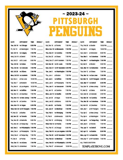 Penguins game schedule 2022-2023